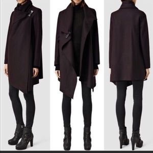 Allsaints City Monument Wool Coat Oxblood